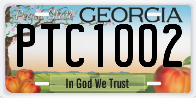 GA license plate PTC1002