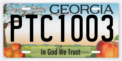 GA license plate PTC1003