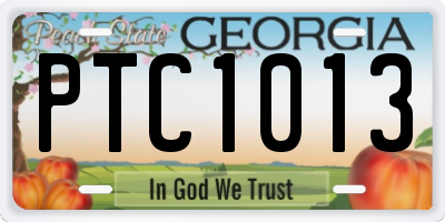 GA license plate PTC1013