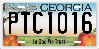 GA license plate PTC1016