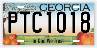 GA license plate PTC1018