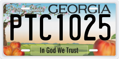 GA license plate PTC1025