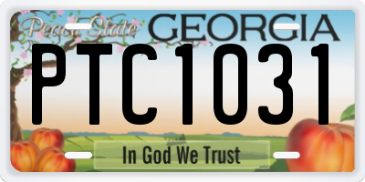 GA license plate PTC1031