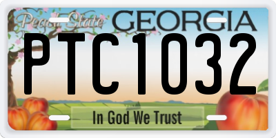 GA license plate PTC1032