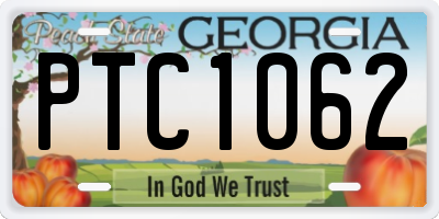 GA license plate PTC1062