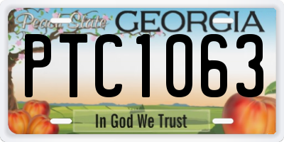 GA license plate PTC1063