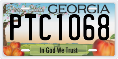 GA license plate PTC1068