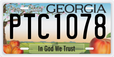 GA license plate PTC1078
