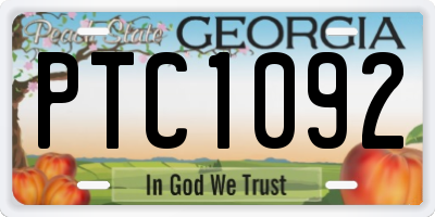 GA license plate PTC1092