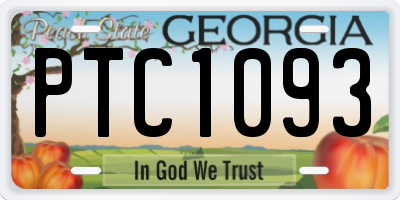 GA license plate PTC1093