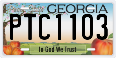 GA license plate PTC1103