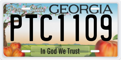 GA license plate PTC1109