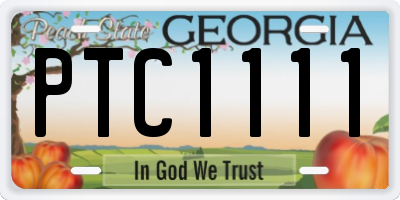 GA license plate PTC1111