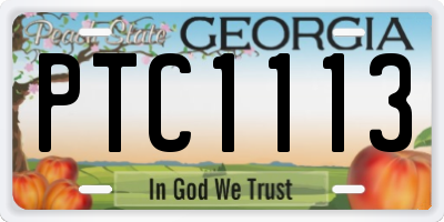 GA license plate PTC1113