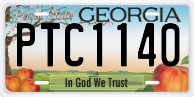 GA license plate PTC1140