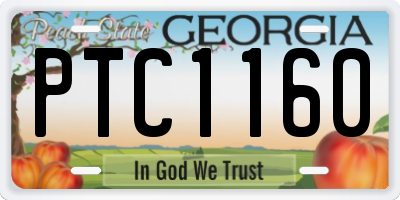 GA license plate PTC1160