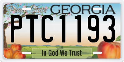 GA license plate PTC1193
