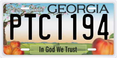 GA license plate PTC1194