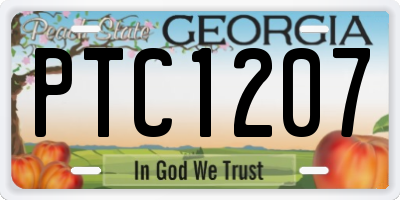GA license plate PTC1207