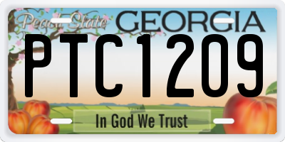 GA license plate PTC1209