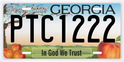 GA license plate PTC1222