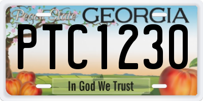 GA license plate PTC1230