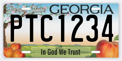 GA license plate PTC1234