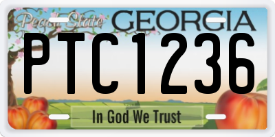 GA license plate PTC1236