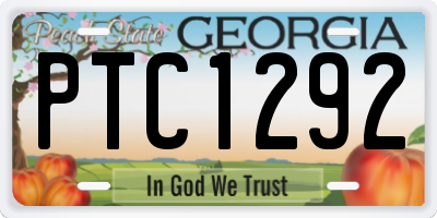 GA license plate PTC1292