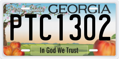 GA license plate PTC1302