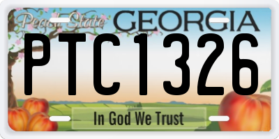 GA license plate PTC1326