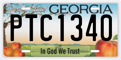 GA license plate PTC1340