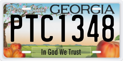 GA license plate PTC1348