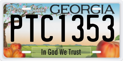 GA license plate PTC1353