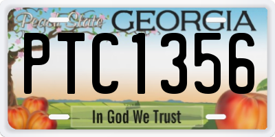 GA license plate PTC1356