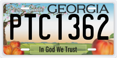 GA license plate PTC1362