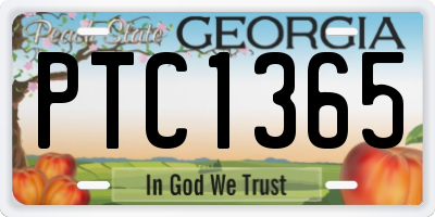 GA license plate PTC1365