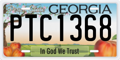 GA license plate PTC1368