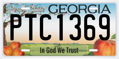 GA license plate PTC1369