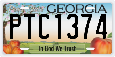 GA license plate PTC1374