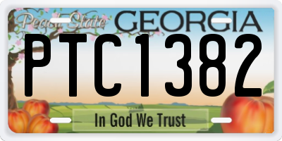 GA license plate PTC1382