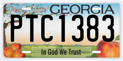 GA license plate PTC1383