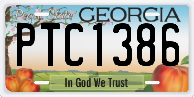 GA license plate PTC1386
