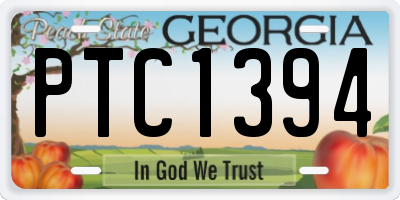 GA license plate PTC1394
