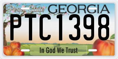 GA license plate PTC1398