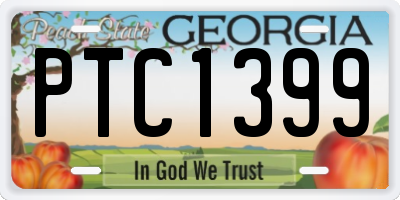 GA license plate PTC1399