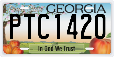 GA license plate PTC1420