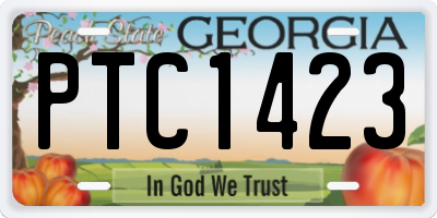 GA license plate PTC1423