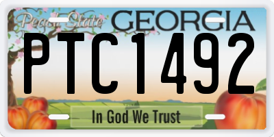 GA license plate PTC1492