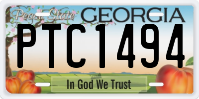 GA license plate PTC1494